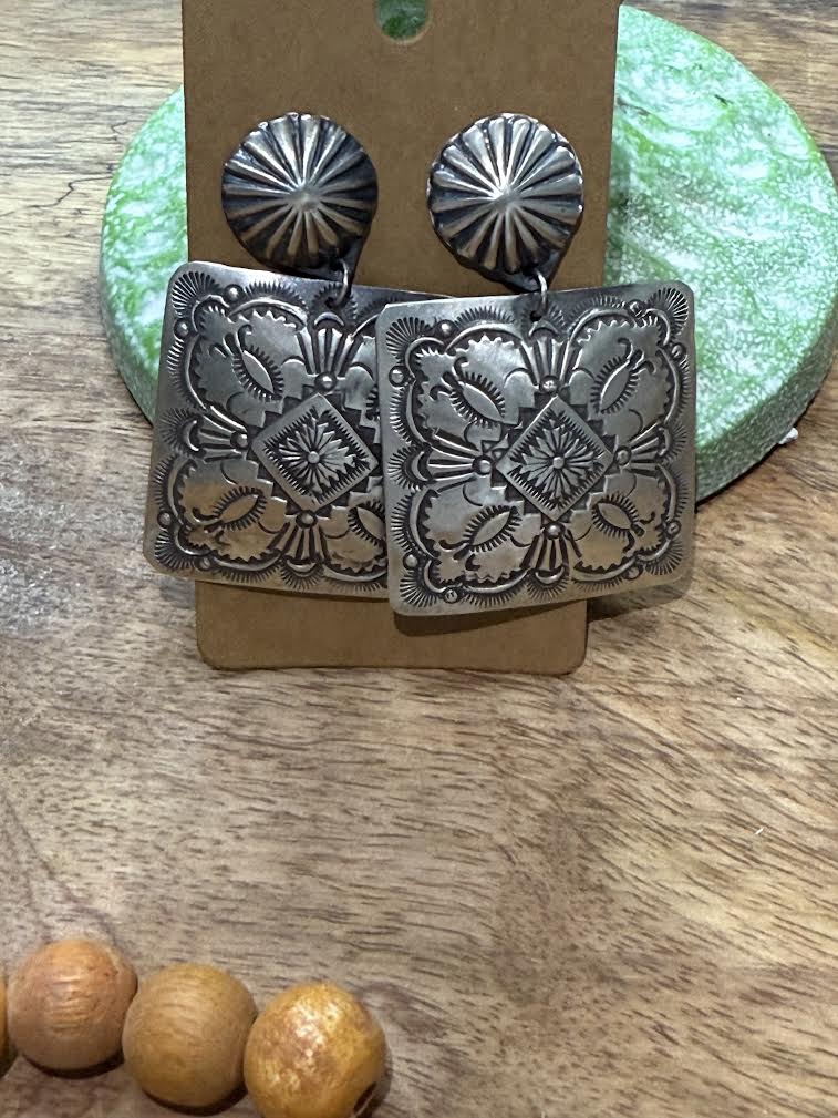 Large Square Concho Earrings