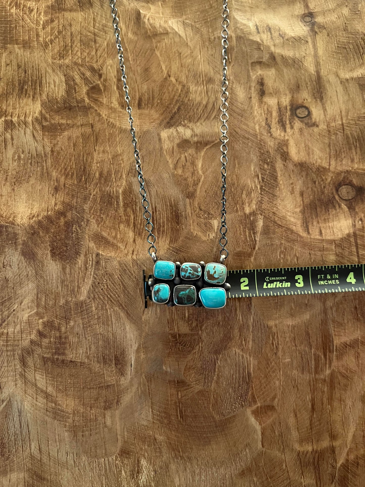Turquoise 6 Stone Square Necklace