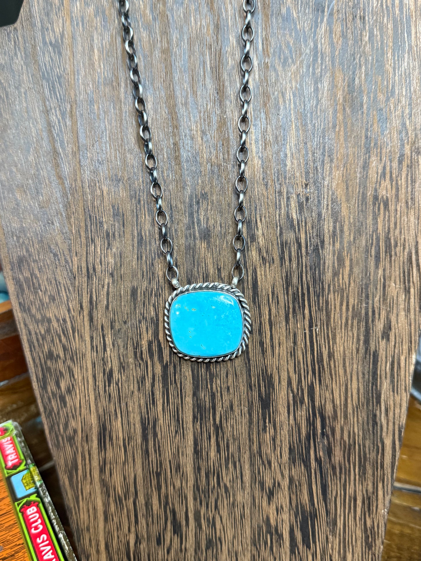 Square Turquoise Rope Necklace