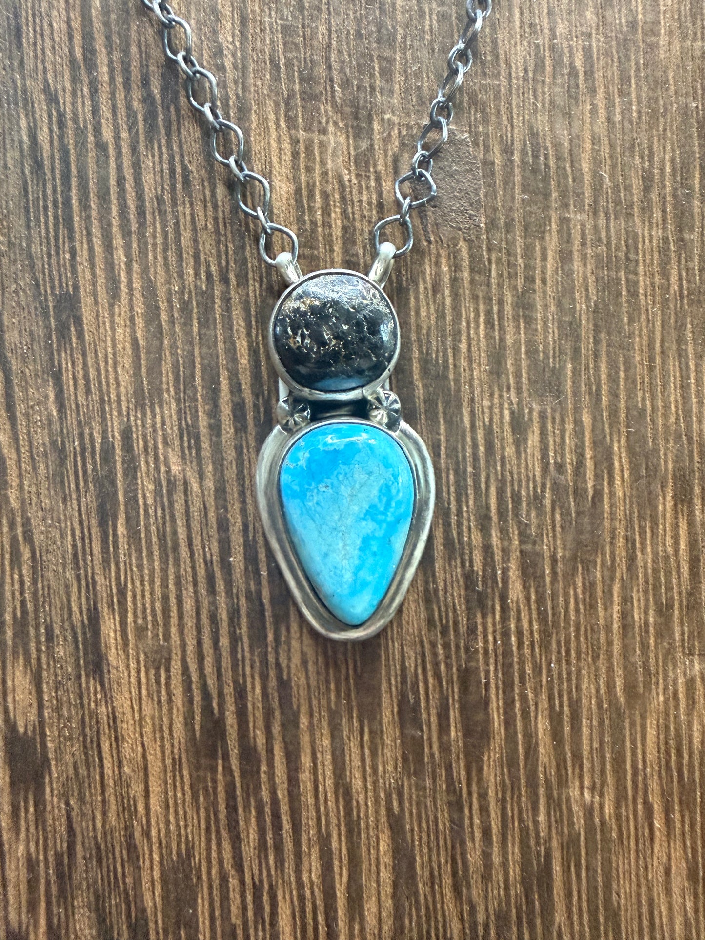 Black Jack & Turquoise Drop Necklace