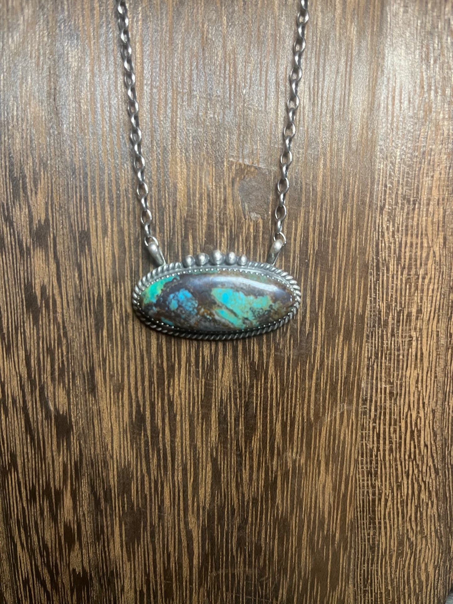 Kingman Turquoise Oval with Brown Marbling
