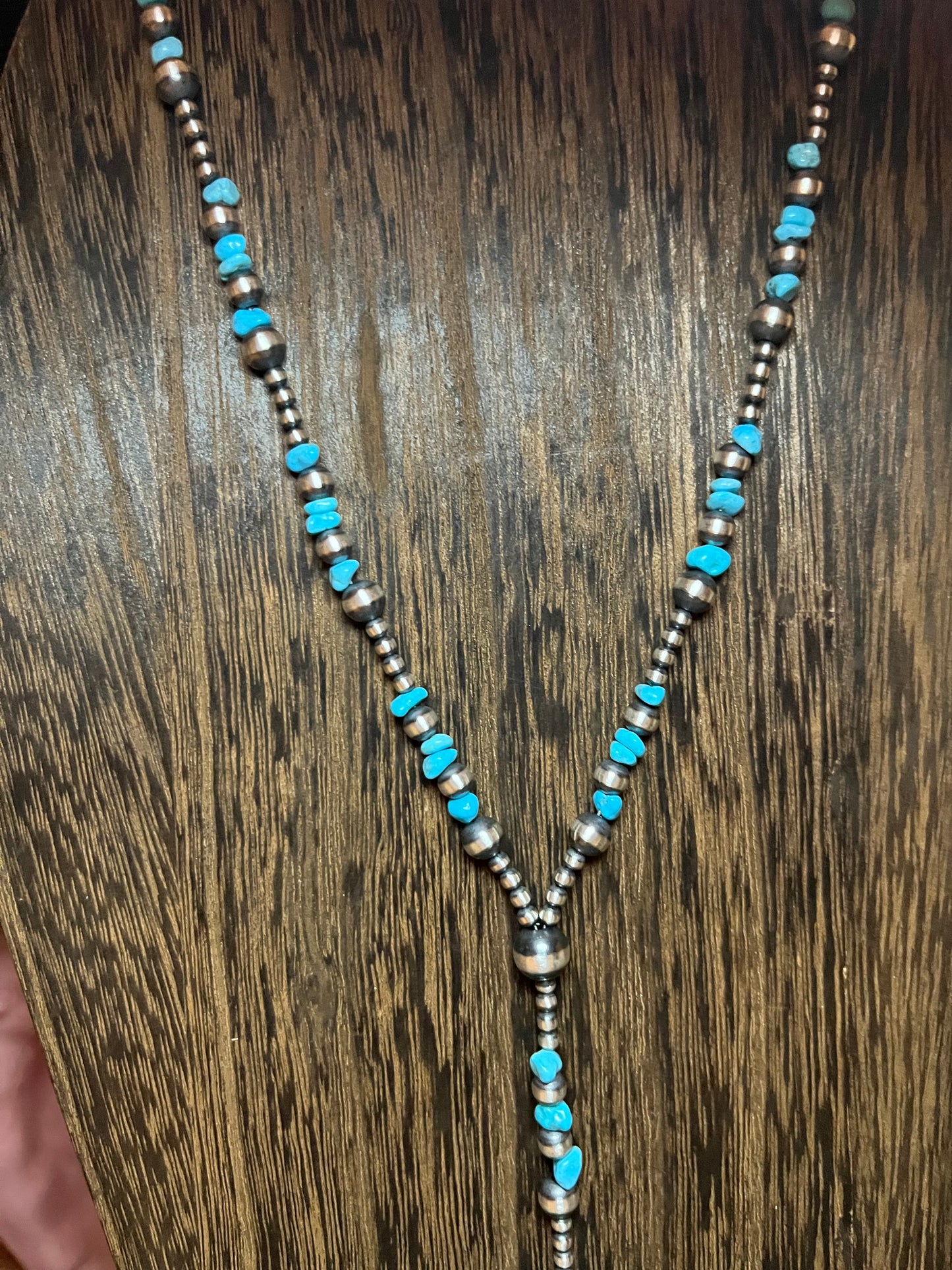 Turquoise & Pearl Lariat