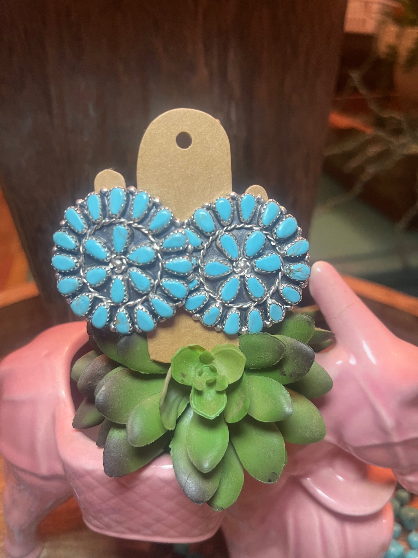 Turquoise Disk Earrings