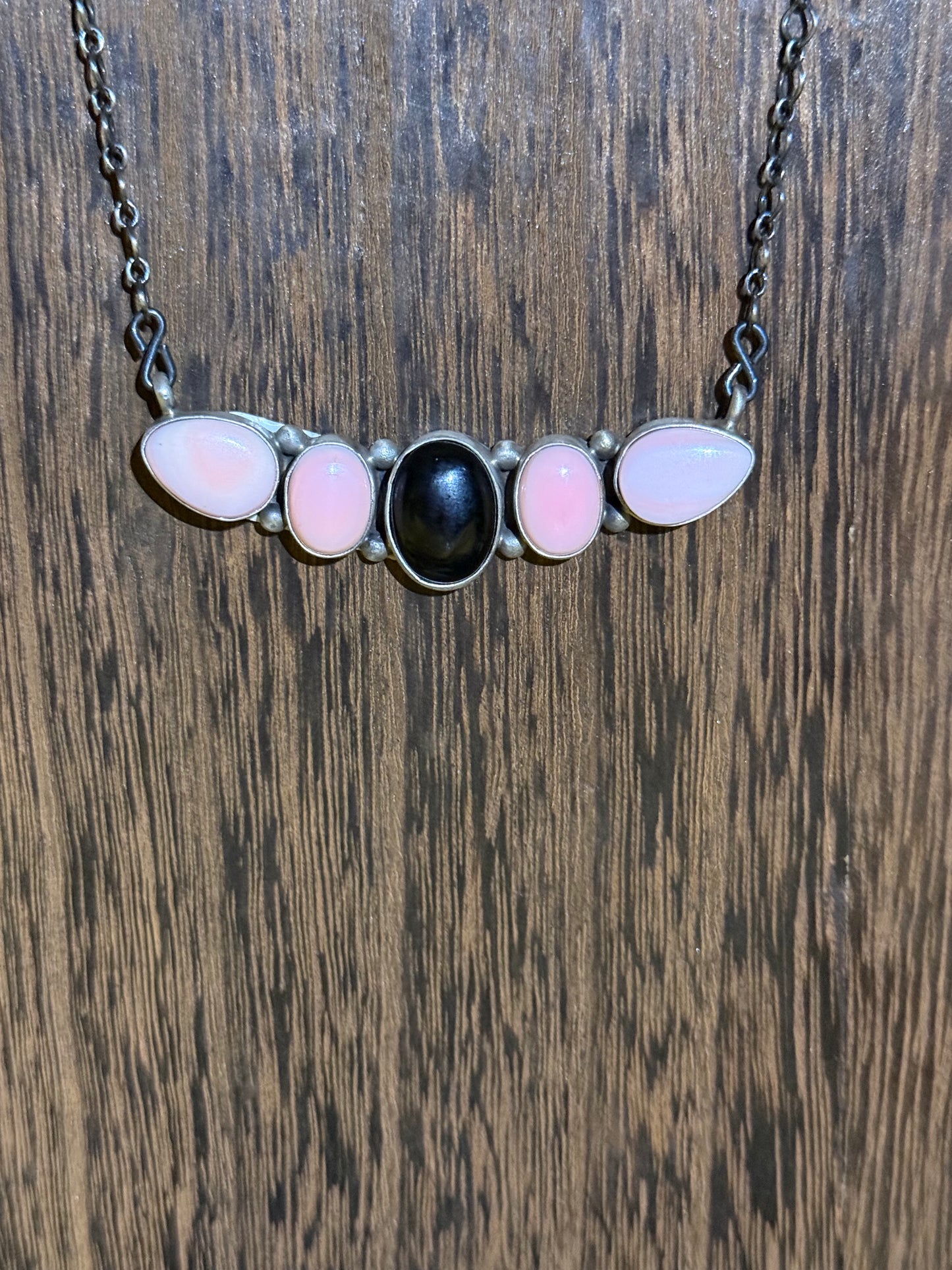 Pink Conch & Black Onyx Necklace