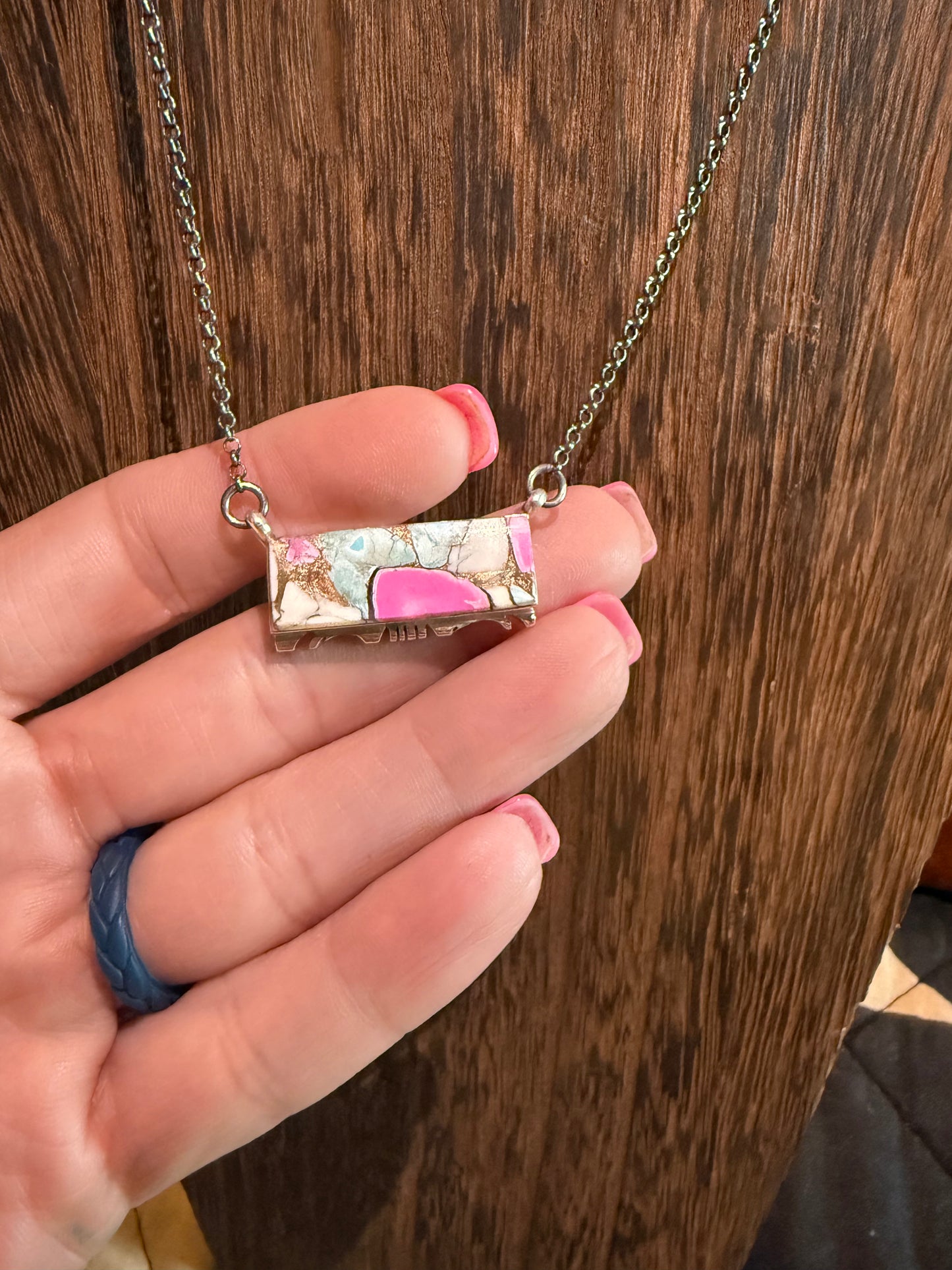 Cotton Candy with Ridge Necklace