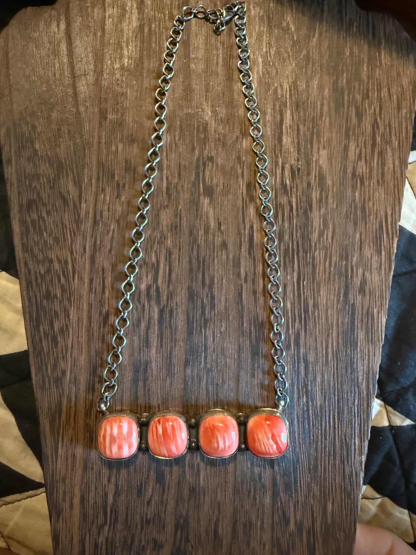 4 Stone Spiny Oyster Necklace