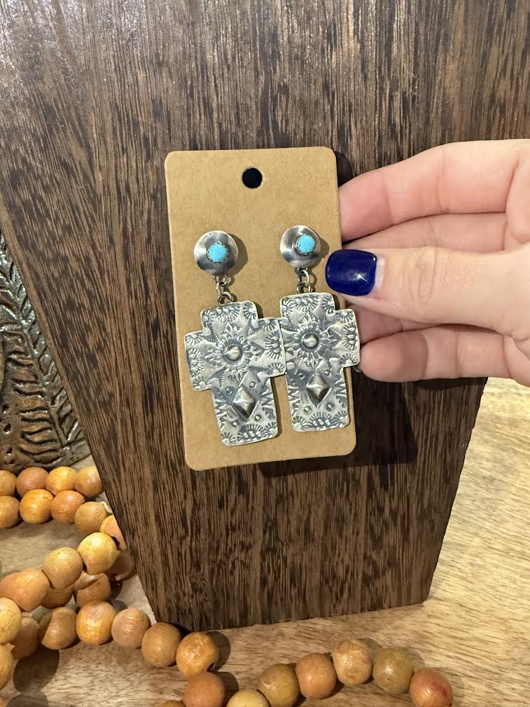 Cross Concho Earrings