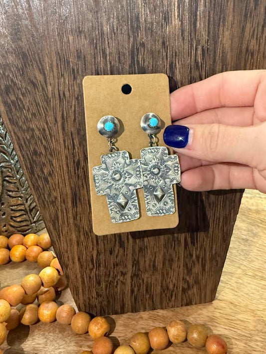 Cross Concho Earrings