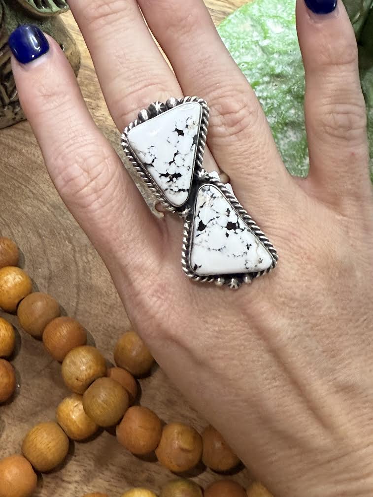 Adjustable White Buffalo Ring