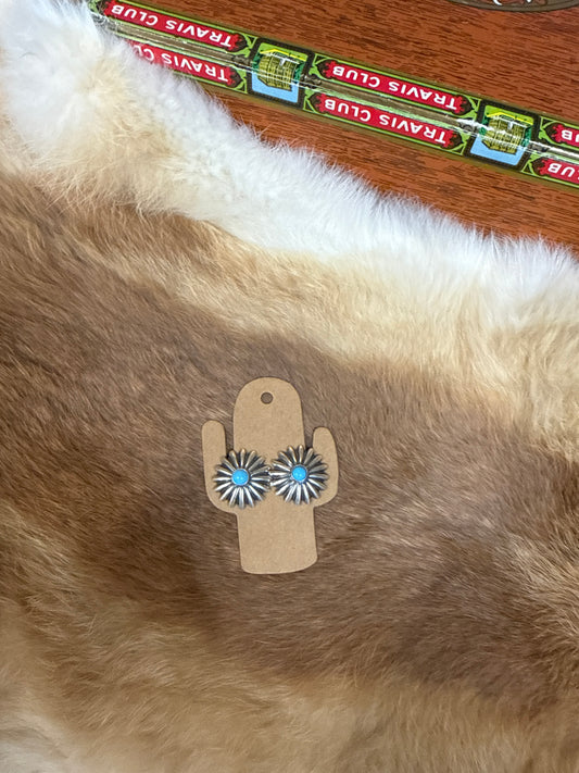 Turquoise Flower Studs