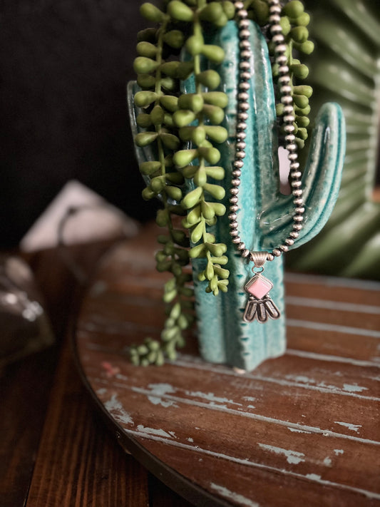 Pink Conch Feather Necklace