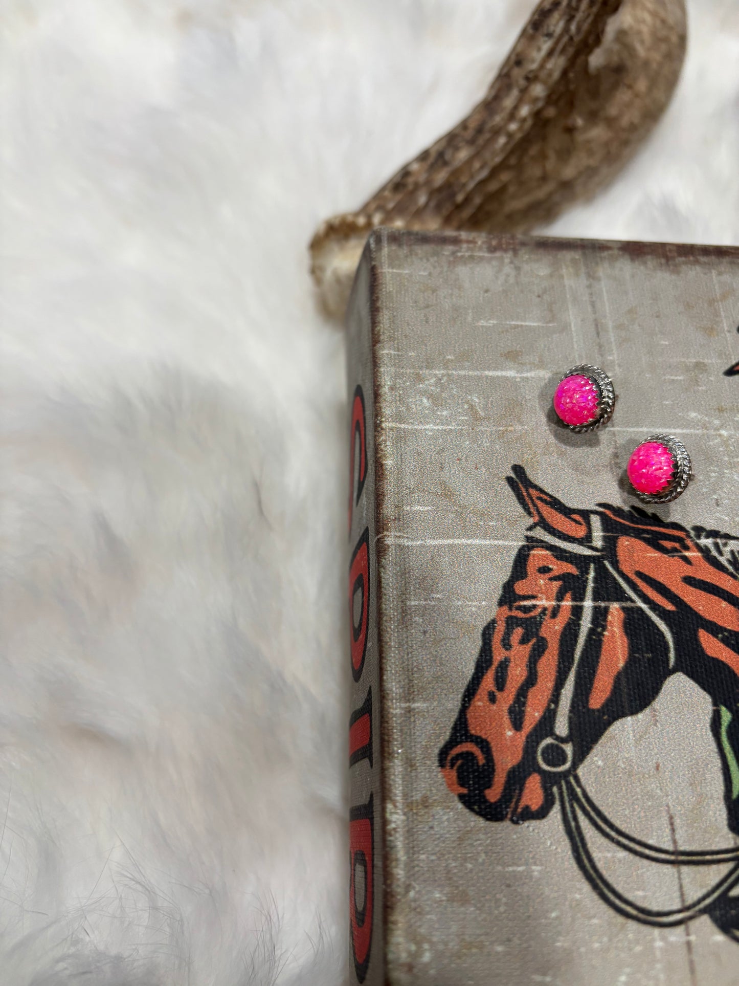 Hot Pink Opal Studs