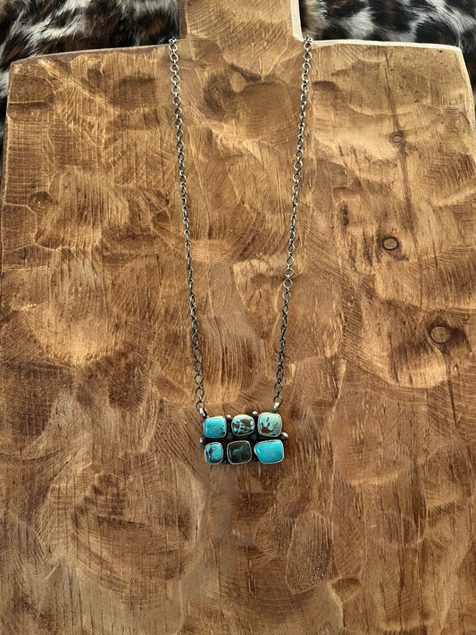 Turquoise 6 Stone Square Necklace
