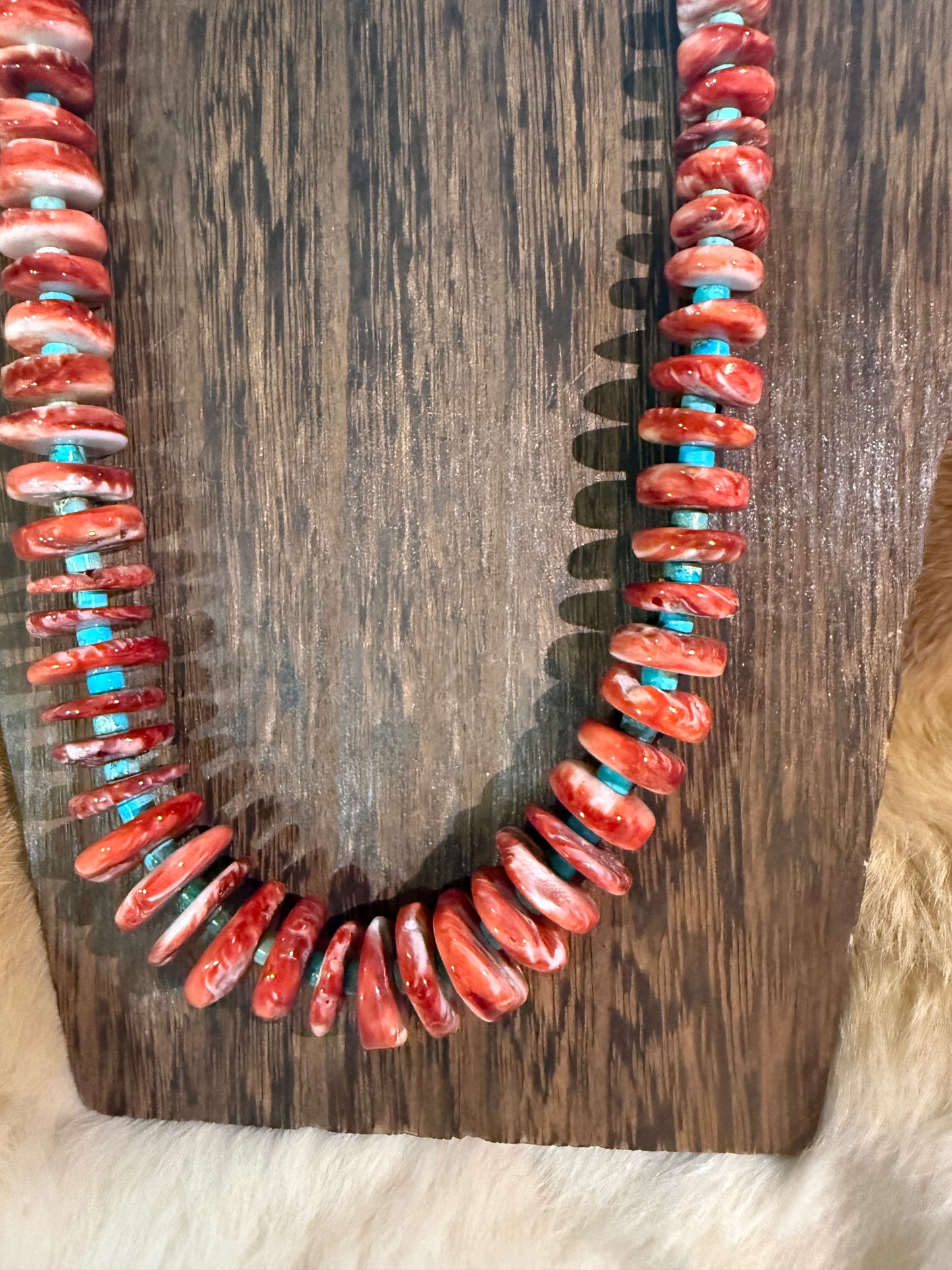 Red Coral & Turquoise Chip Necklace