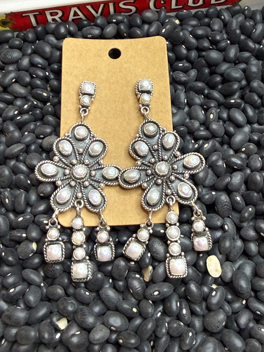 Large Pearl Dangle Earrings