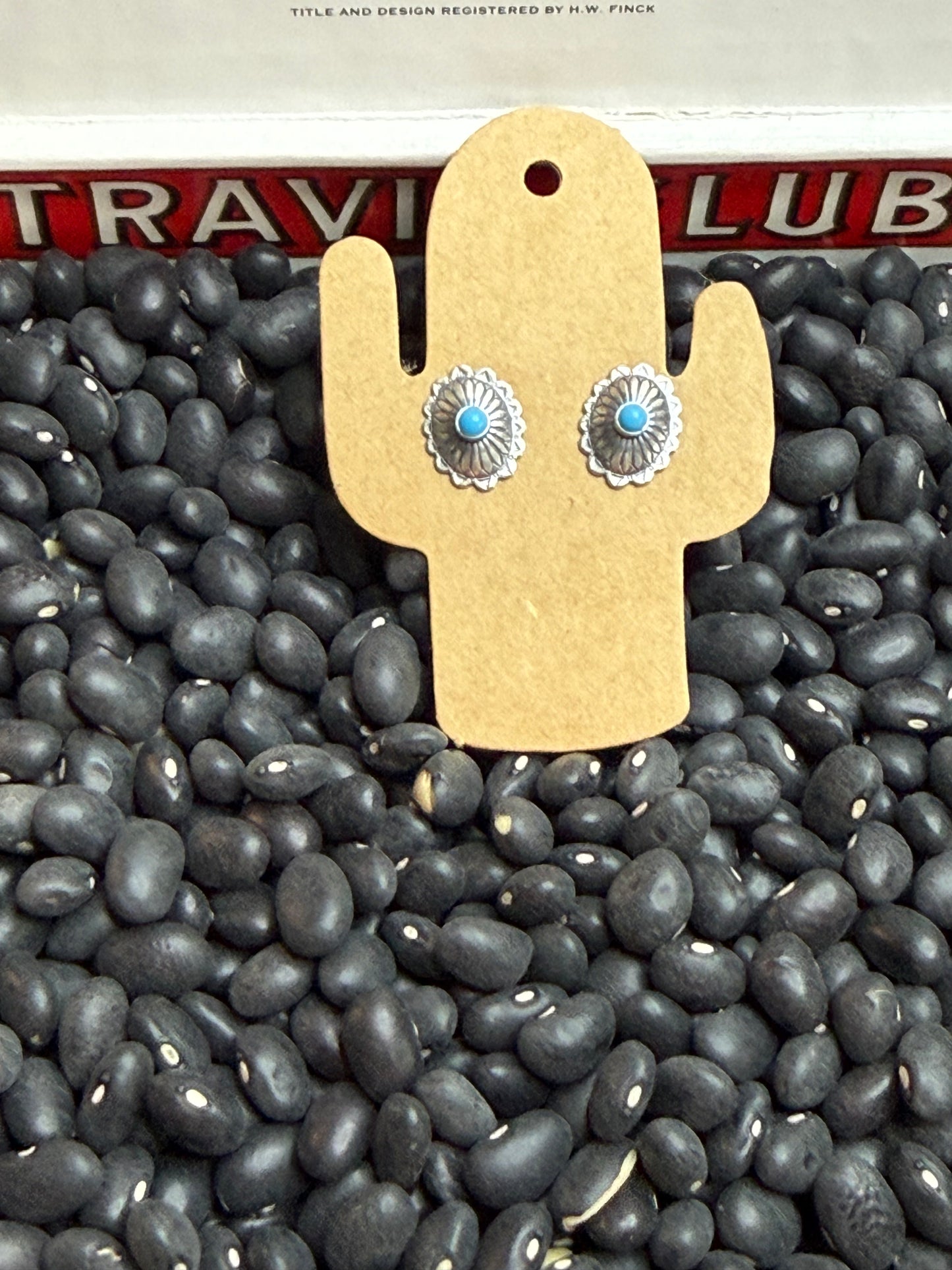Oval Turquoise Concho Earrings