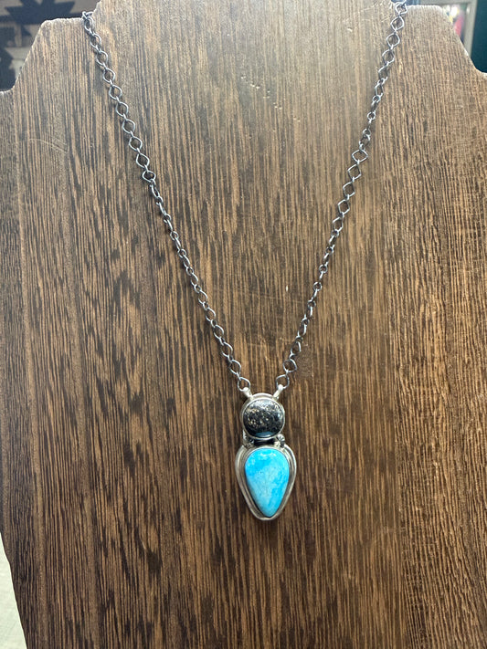Black Jack & Turquoise Drop Necklace