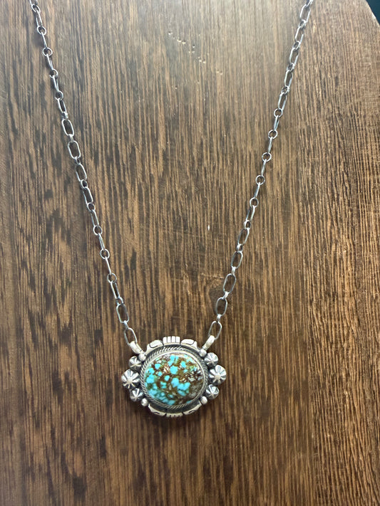 Round Turquoise Matrix Necklace