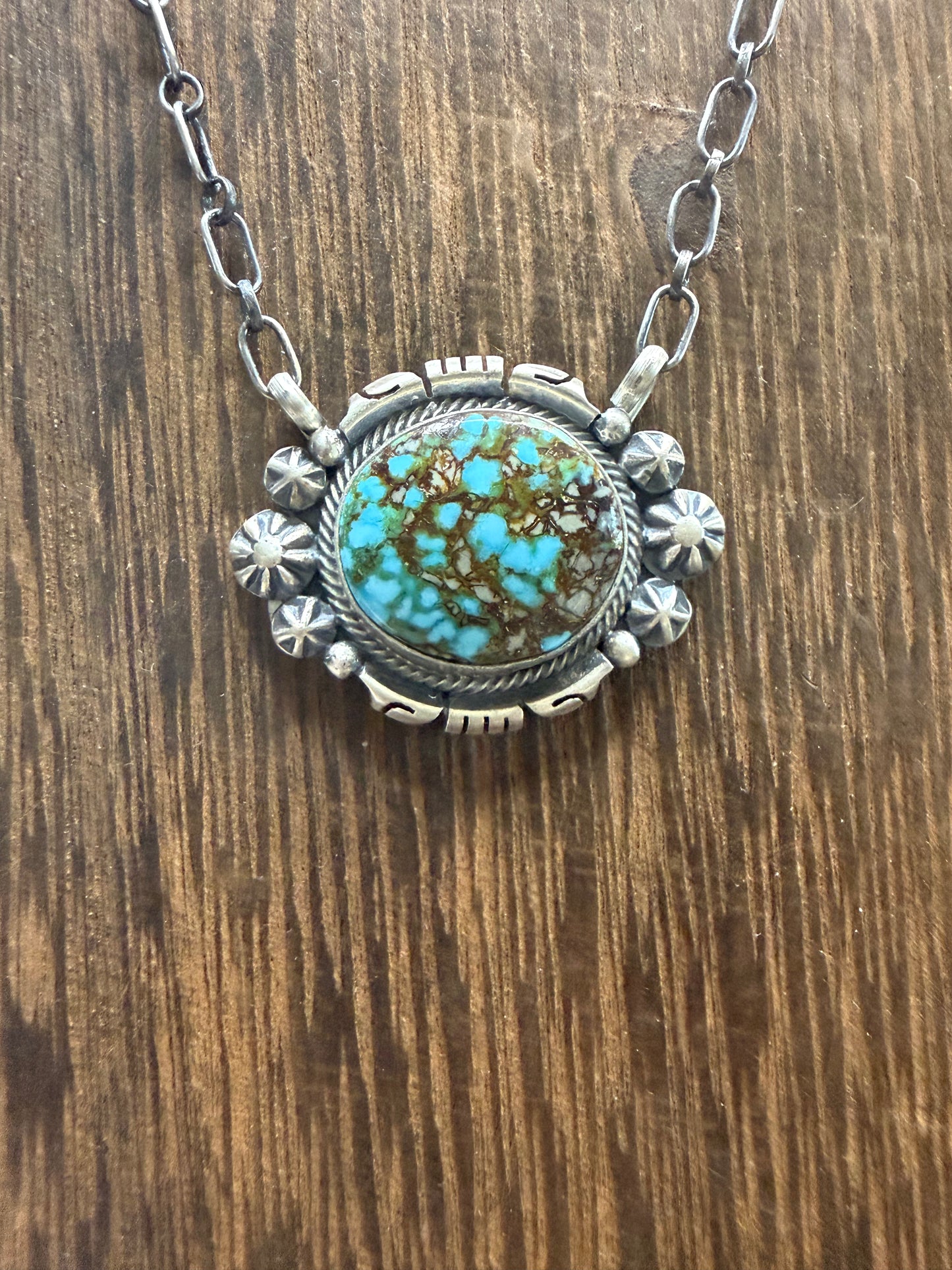 Round Turquoise Matrix Necklace