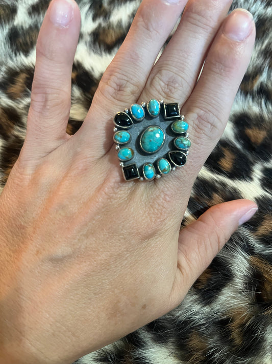 Handmade Turquoise, Onyx Ring