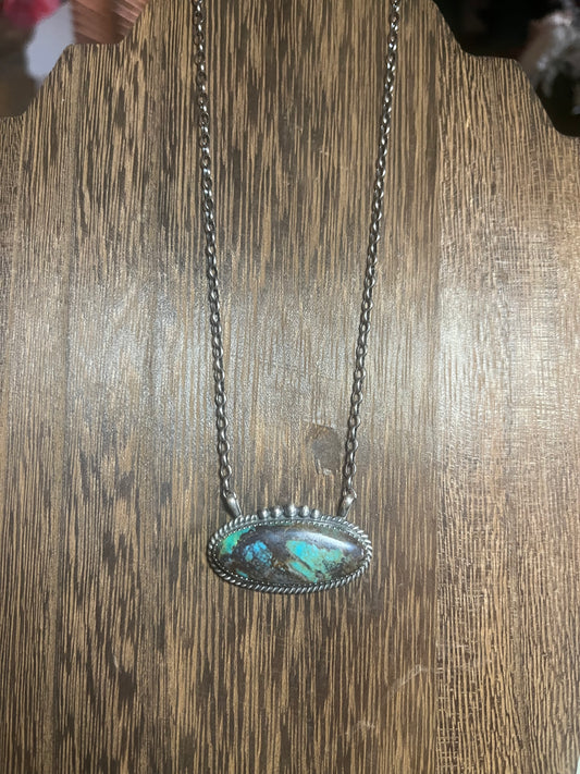 Kingman Turquoise Oval with Brown Marbling