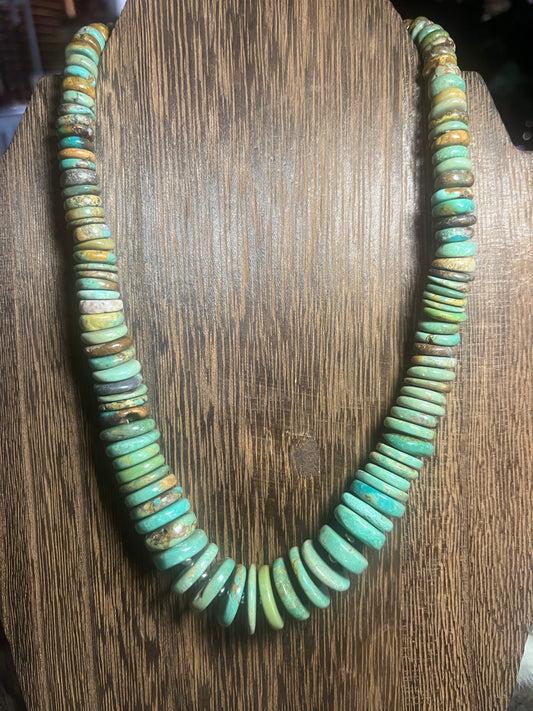 Chunky Turquoise & Sterling Silver Beaded Necklace