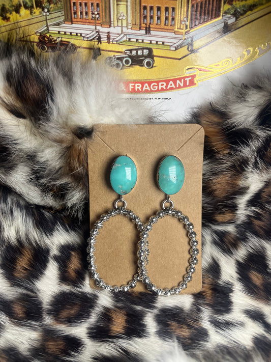 Kingman with Silver Oval Earrings
