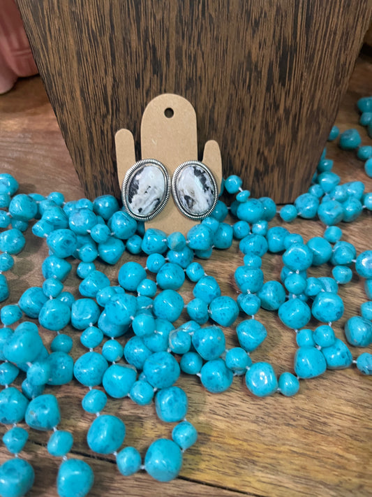 White Buffalo Oval Studs