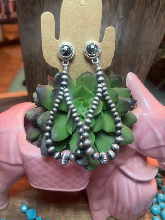 White Buffalo Stud Beaded Earrings