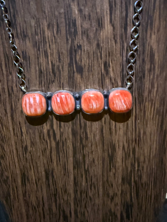 4 Stone Spiny Oyster Necklace