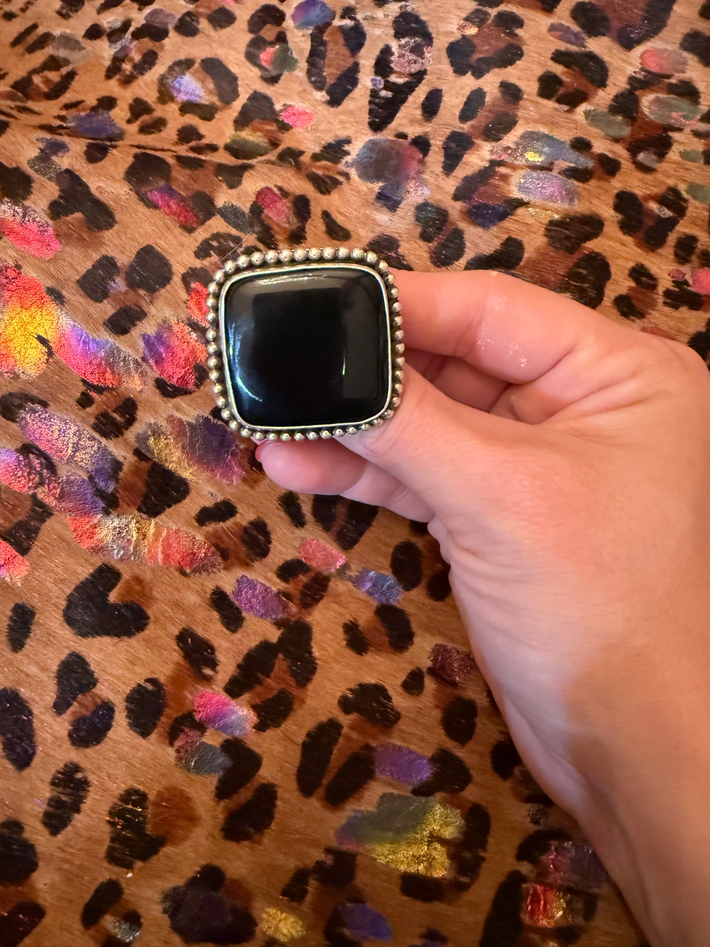 Black Onyx Square Ring