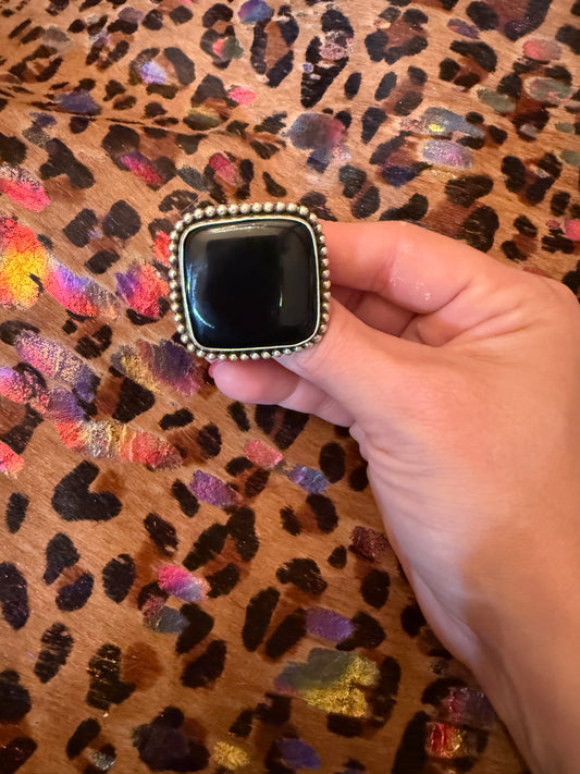 Black Onyx Square Ring