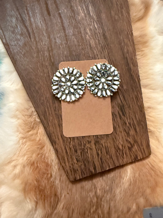 White Buffalo Disk Earrings